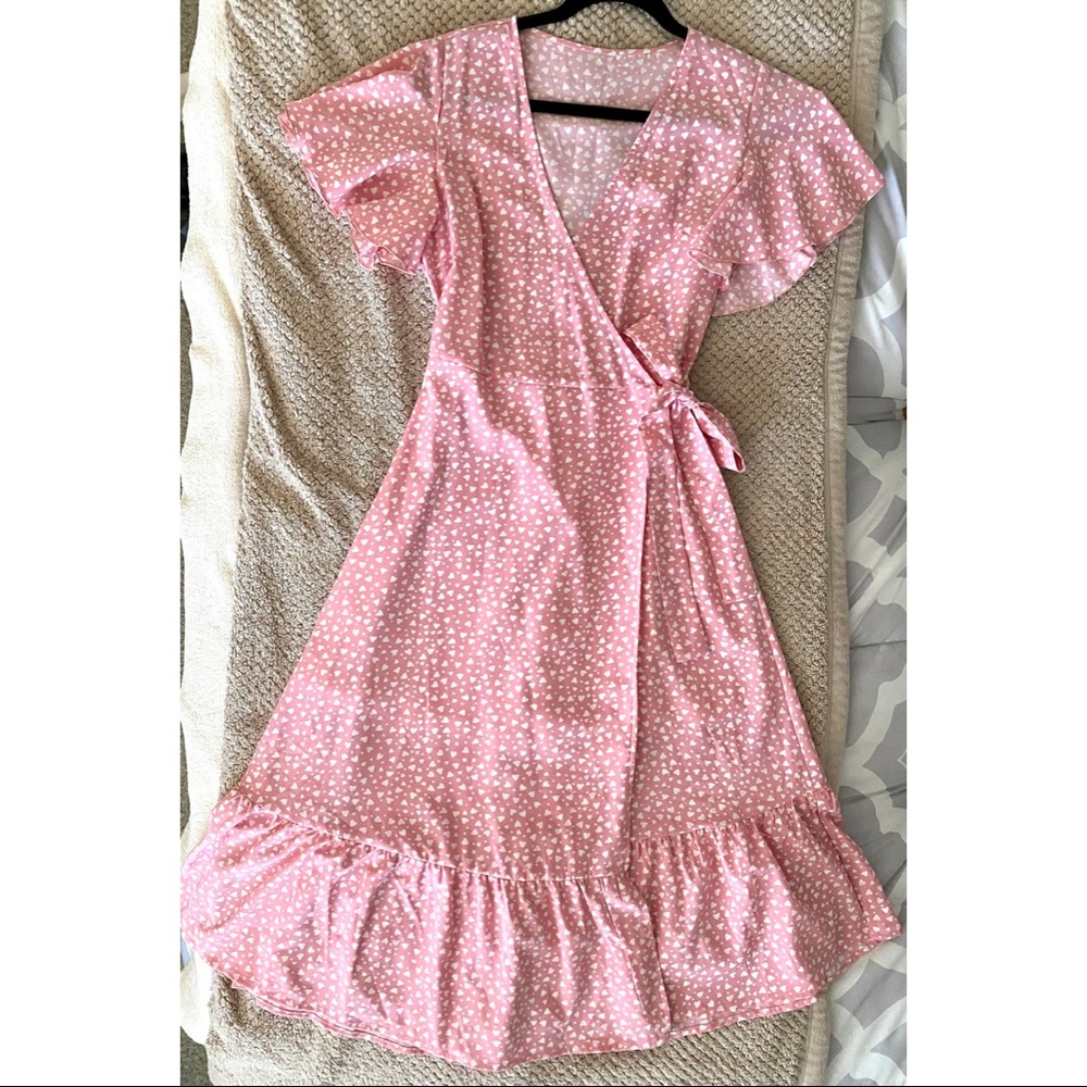 Pink Hearts Wrap Dress